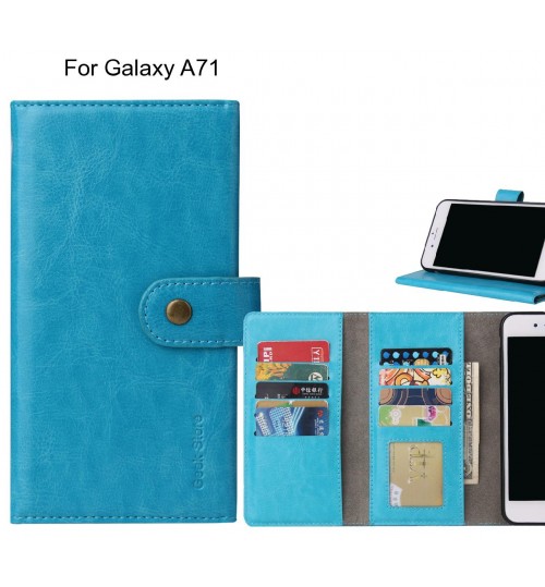 Galaxy A71 Case 9 Slots Wallet Leather Case - Blue