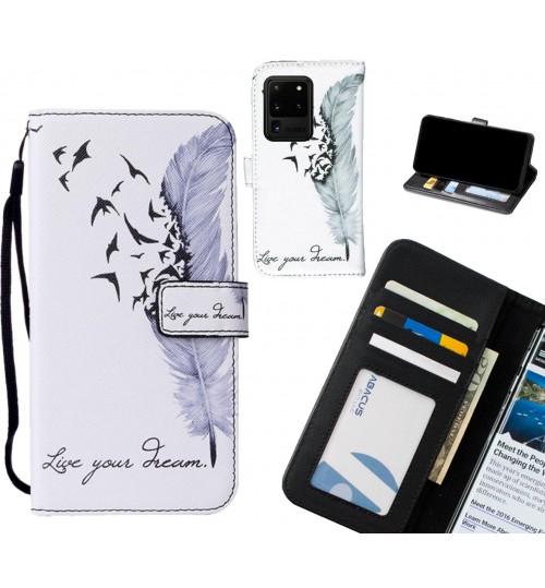 Galaxy S20 Ultra case leather wallet case printed ID