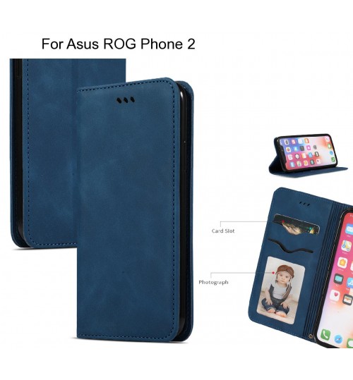Asus Rog Phone 2 Case Premium Leather Magnetic Wallet Case - Blue