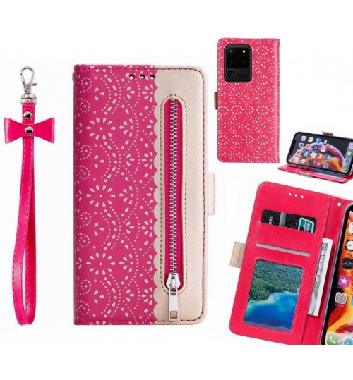 Galaxy S20 Ultra Case Multifunctional Wallet Case - Hot Pink