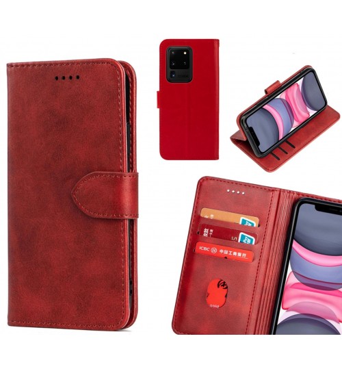 Galaxy S20 Ultra Case Premium Leather Id Wallet Case - Red
