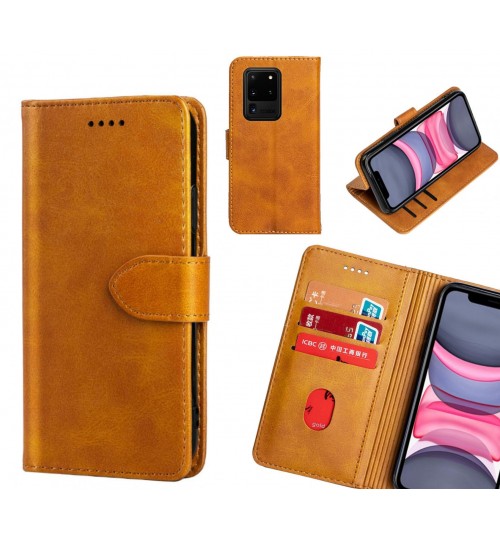 Galaxy S20 Ultra Case Premium Leather Id Wallet Case - Brown