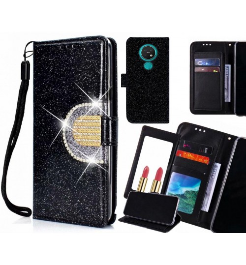 Nokia 7.2 Case Glaring Wallet Leather Case With Mirror - Black