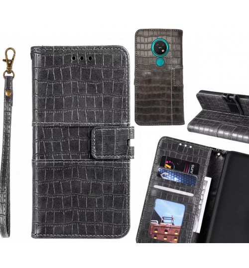 Nokia 7.2 Case Croco Wallet Leather Case - Grey