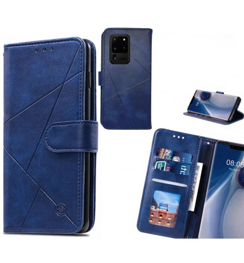 Galaxy S20 Ultra Case Fine Leather Wallet Case - Blue
