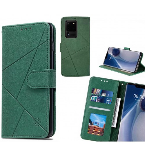 Galaxy S20 Ultra Case Fine Leather Wallet Case - Green