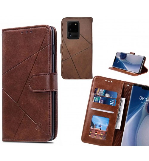 Galaxy S20 Ultra Case Fine Leather Wallet Case - Brown