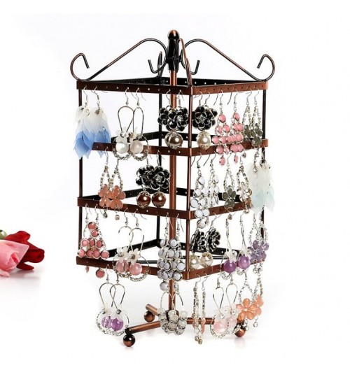 Earring Holder 4-Tier Rotating Earing Display Stand - 96 Holes