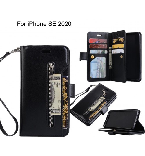 iPhone SE 2020 case 10 cards slots wallet leather case with zip