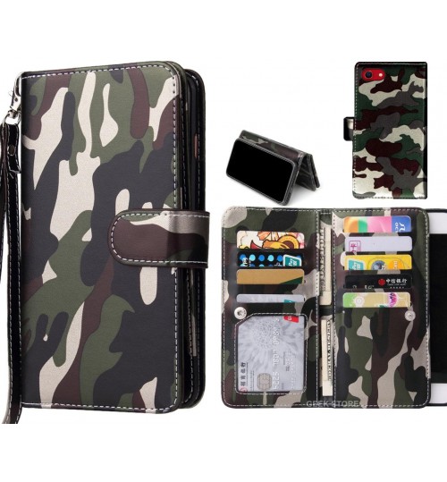 Iphone Se 2020 Case Camouflage Wallet Leather Case - Green