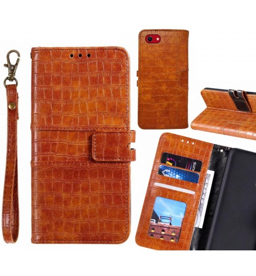 Iphone Se 2020 Case Croco Wallet Leather Case - Brown