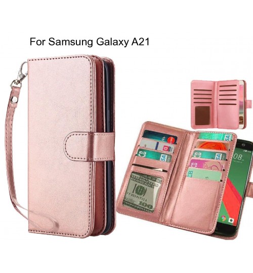 Samsung Galaxy A21 Case Multifunction Wallet Leather Case - Rose Gold