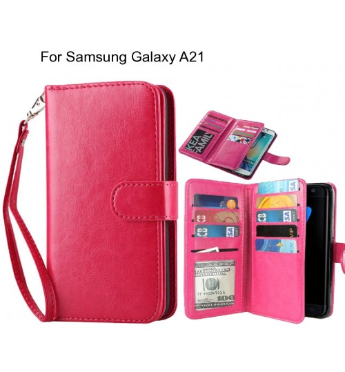 Samsung Galaxy A21 Case Multifunction Wallet Leather Case - Hot Pink