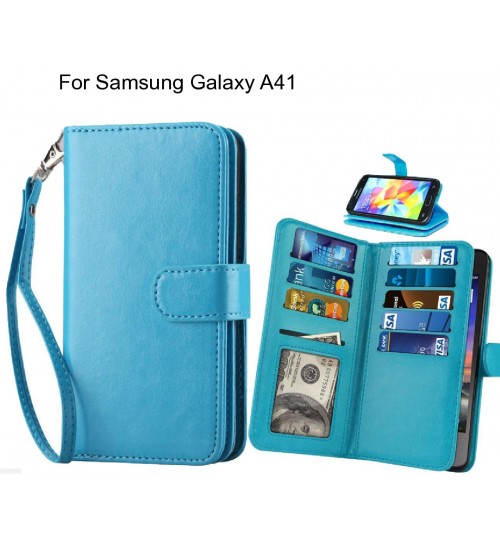 Samsung Galaxy A41 Case Multifunction Wallet Leather Case - Blue
