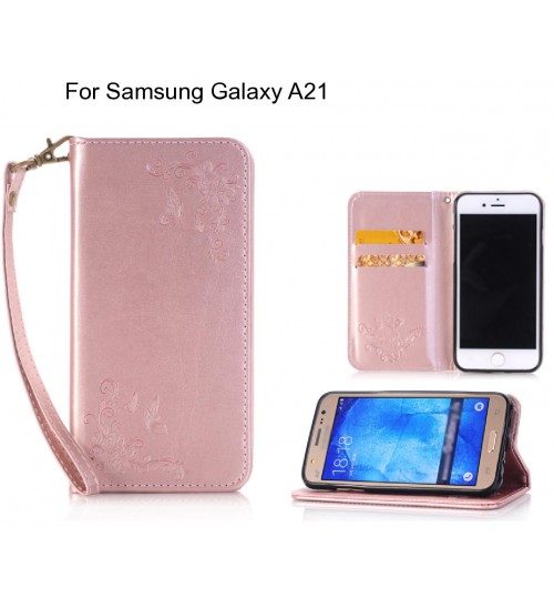 Samsung Galaxy A21 CASE Premium Leather Embossing wallet Folio case