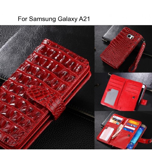 Samsung Galaxy A21 case Croco wallet Leather case
