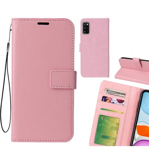 Samsung Galaxy A41 Case Fine Leather Wallet Case - Pink