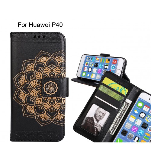 Huawei P40 Case mandala embossed leather wallet case