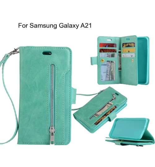 Samsung Galaxy A21 case 10 cards slots wallet leather case with zip