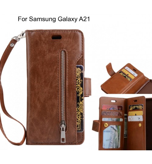 Samsung Galaxy A21 case 10 cards slots wallet leather case with zip