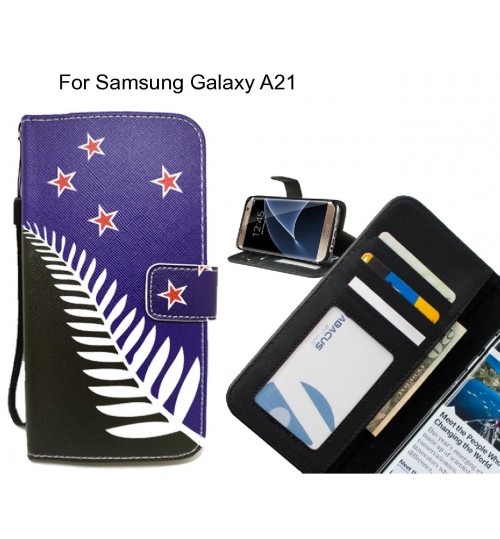 Samsung Galaxy A21 case 3 card leather wallet case printed ID