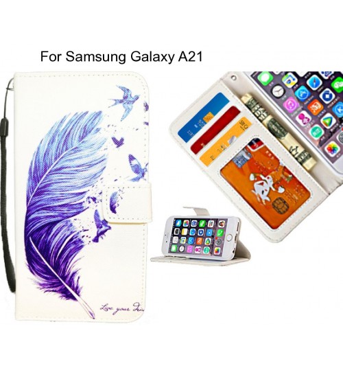 Samsung Galaxy A21 case 3 card leather wallet case printed ID