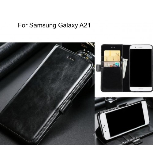 Samsung Galaxy A21 Case Executive Leather Wallet Case - Black