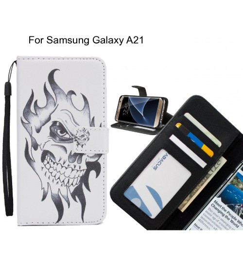 Samsung Galaxy A21 case 3 card leather wallet case printed ID