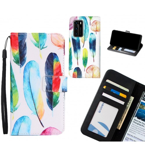 Huawei P40 case 3 card leather wallet case printed ID