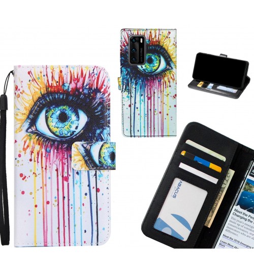 Huawei P40 case 3 card leather wallet case printed ID