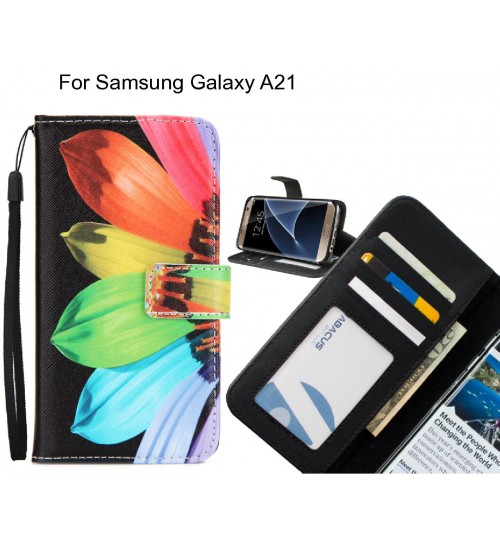 Samsung Galaxy A21 case 3 card leather wallet case printed ID