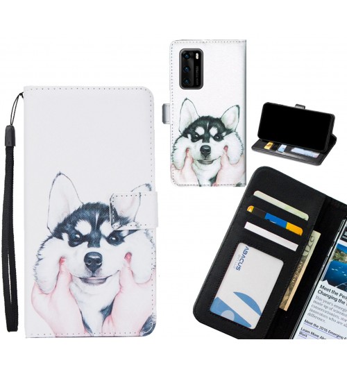 Huawei P40 case 3 card leather wallet case printed ID