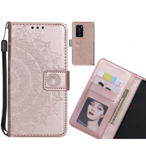 Huawei P40 Pro Case mandala embossed leather wallet case