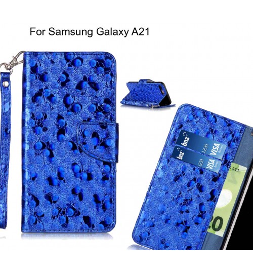 Samsung Galaxy A21 Case Wallet Leather Flip Case laser butterfly