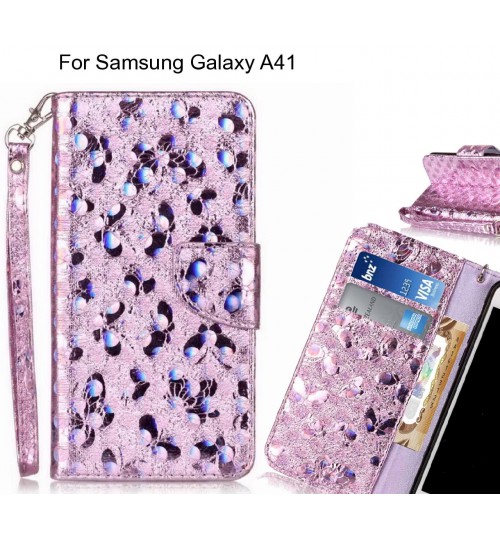 Samsung Galaxy A41 Case Wallet Leather Flip Case laser butterfly