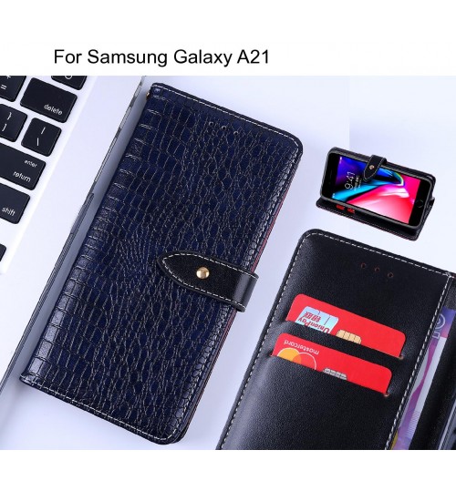 Samsung Galaxy A21 case croco pattern leather wallet case