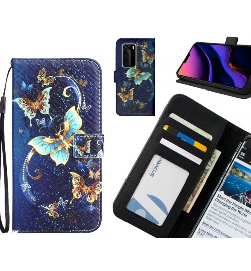 Huawei P40 Pro case 3 card leather wallet case printed ID