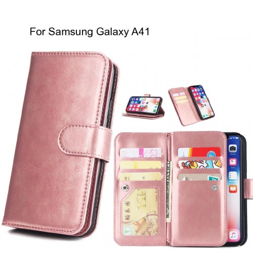 Samsung Galaxy A41 Case triple wallet leather case 9 card slots