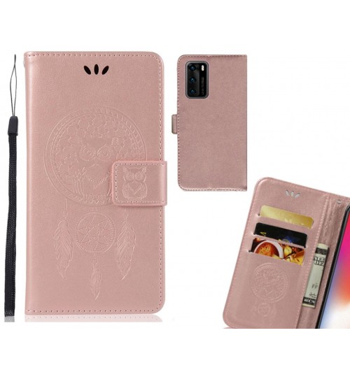 Huawei P40 Case Embossed wallet case owl