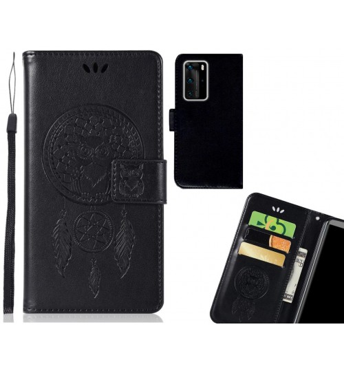 Huawei P40 Pro Case Embossed wallet case owl