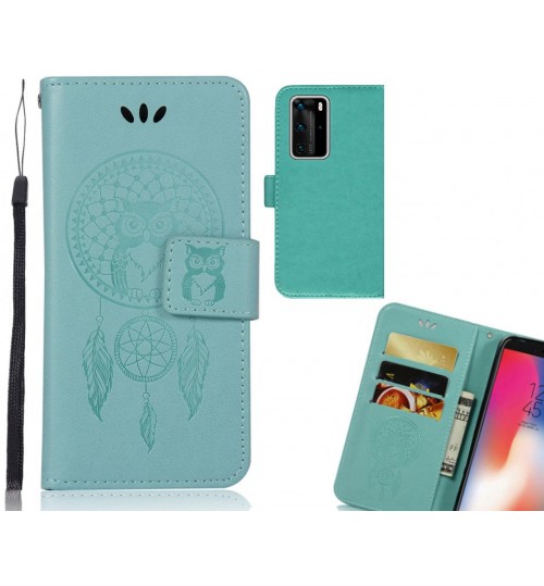 Huawei P40 Pro Case Embossed wallet case owl