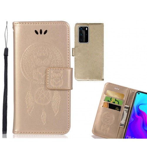 Huawei P40 Pro Case Embossed wallet case owl