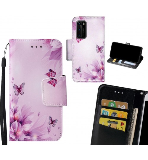 Huawei P40 Case wallet fine leather case printed