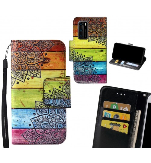 Huawei P40 Case wallet fine leather case printed