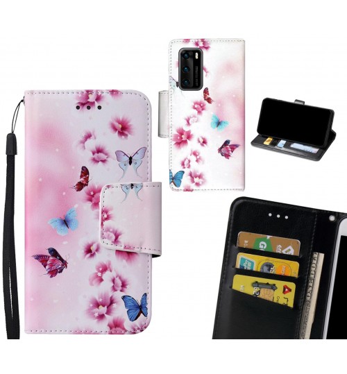 Huawei P40 Case wallet fine leather case printed