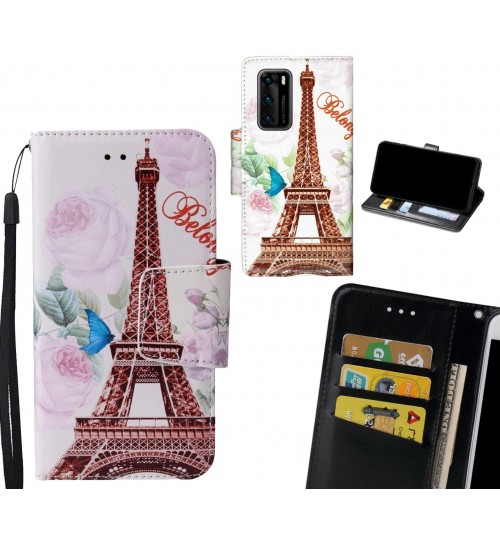 Huawei P40 Case wallet fine leather case printed