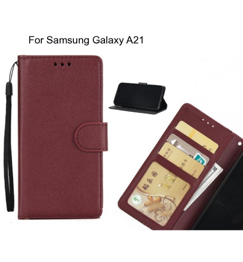 Samsung Galaxy A21  case Silk Texture Leather Wallet Case