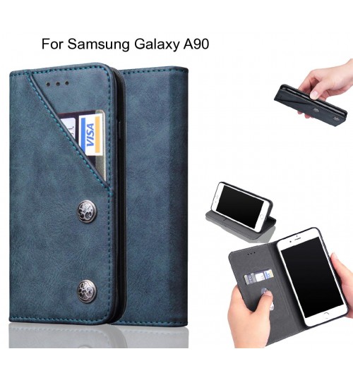 Samsung Galaxy A90 Case ultra slim retro leather wallet case