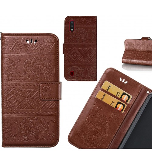 Samsung Galaxy A01 case Wallet Leather case Embossed Elephant Pattern