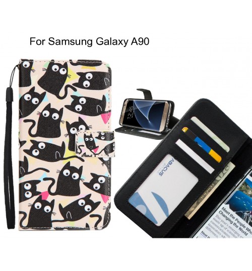 Samsung Galaxy A90 case 3 card leather wallet case printed ID